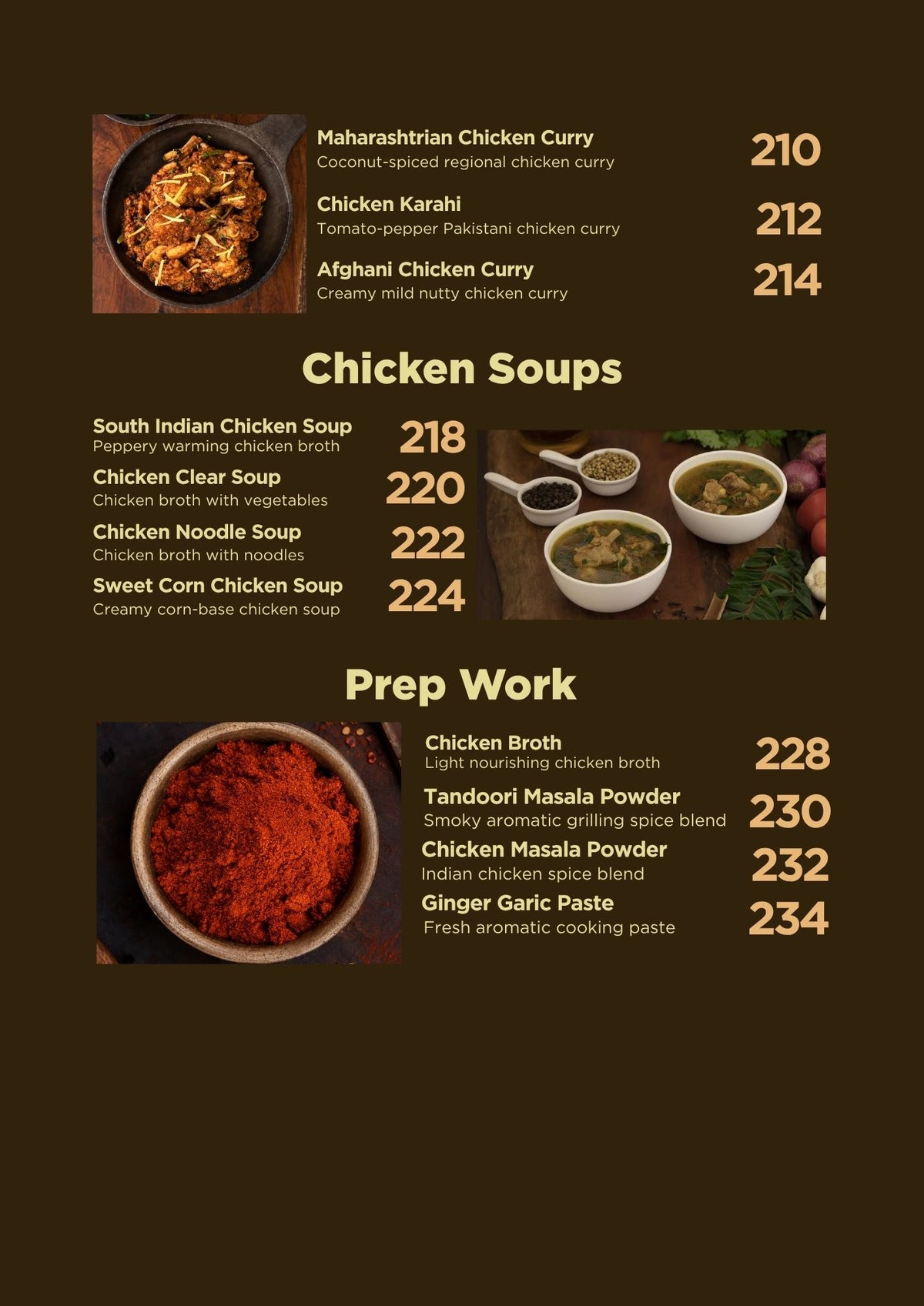 chicken soups and prep work index